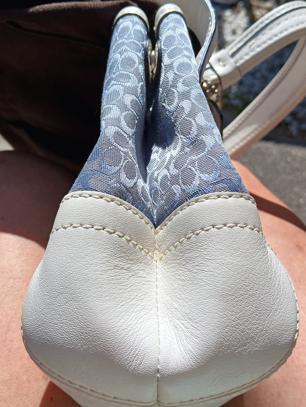 Coach Hard To Find "C" Authentic Sky Blue Signature C Jacquard Hand Bag - Picture 12 of 15